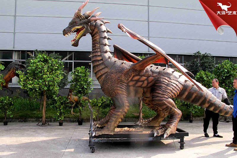 西方龍三連，大型仿真恐龍模型