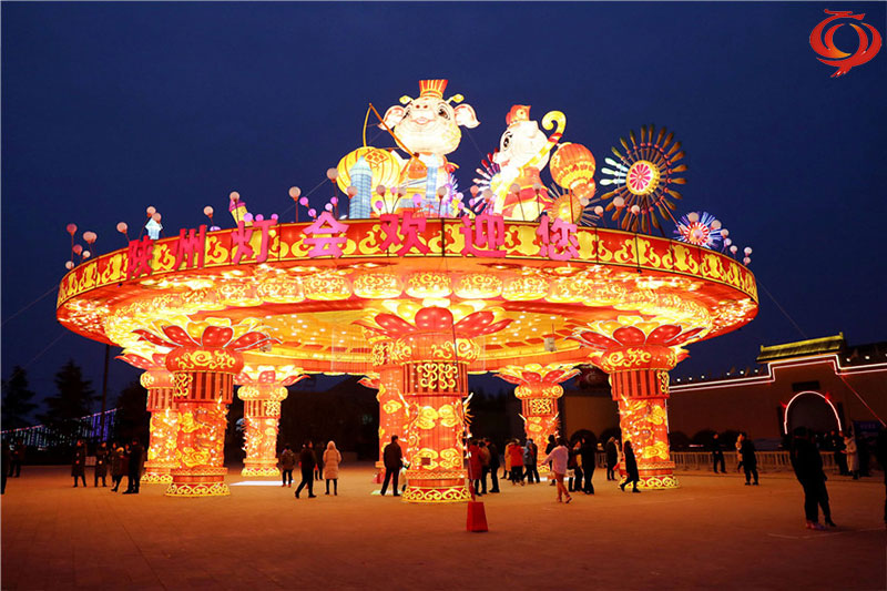 陕州灯会，猪年生肖元素花灯
